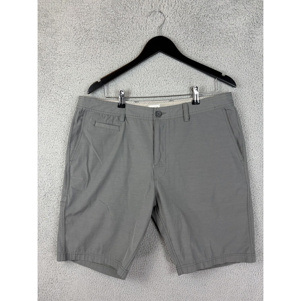 7 Diamonds Shorts Mens 36 Gray Stretch Microfiber Chino 10 Inseam Casual Travel